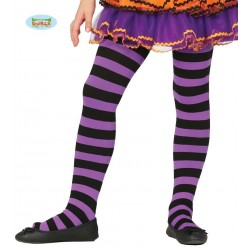 MEDIAS PANTYS 5A9AÑOS RAYA LILA/NEGRA