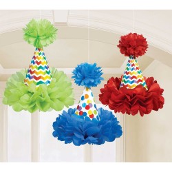PAQ.3/U COLGANTE SOMBRERO POMPON MULTICO