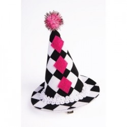 MINI GORRO ARLEQUIN POMPON FUCSIA