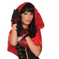 PAR GUANTES CAPERUCITA CORTOS NEGRO/ROJO