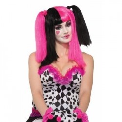 PELUCA PAYASO DULCE FUCSIA/NEGRO