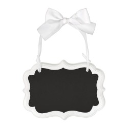 CARTEL MADERA PIZARRA LAZO BLANCO 14CM