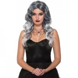 PELUCA LARGA BRUJA GRIS/BLANCA