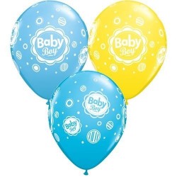 $D 25 GLOBOS 11" LATEX DOTS BABY BOY