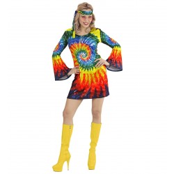  DISFRAZ T-L VESTIDO HIPPIE PSICODELICA