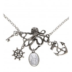   COLLAR PIRATA FORMA PULPO PLATA
