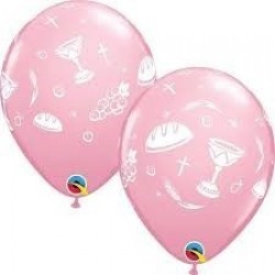 25 GLOBOS 11" LATEX COMUNION ROSA