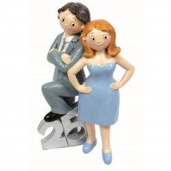 FIGURA PAREJA NOVIOS 25 AÑOS PLATA 17CM