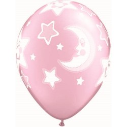 25 GLOBOS 11" LATEX  ROSA LUNA BABY