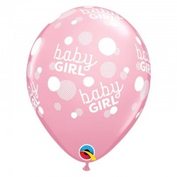 6 GLOBOS 11" LATEX  ROSA BABY GIRL