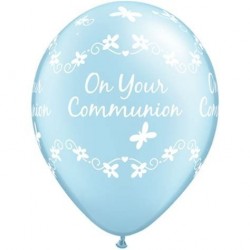 $D 6 GLOBO 11" LATEX  COMUNION CELESTE