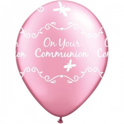 $D 6 GLOBOS 11" LATEX COMUNION ROSA
