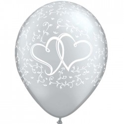 6 GLOBOS 11"  LATEX CORAZON ENLAZADO PLA