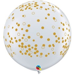 2 GLOBOS JUMBO 3FT CONFETI ORO