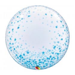 GLOBO 24" BURBUJA CONFETI AZUL