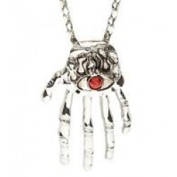 COLLAR MANO ESQUELETO PLATEADA C/PIEDRA