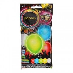 5 GLOBOS MULTICOLOR CON LED 15H