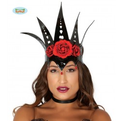 $D CORONA NEGRA CON ROSAS ROJA REINA