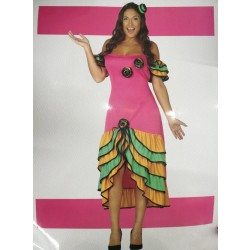 $D DISFRAZ T-L CUBANA VESTIDO ROSA