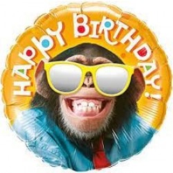 GLOBO 18" HAPPY BDAY CHIMPACE SONRIENDO