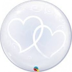 $DGLOBO 24" BURBUJA DOS CORAZONES BLANCO