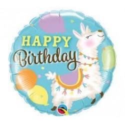  GLOBO 18" FOIL RND BDAY LLAMA