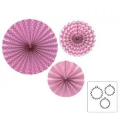3 COLGANTES ABANICO TONO ROSA/BLANCO