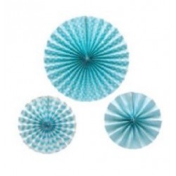 3 COLGANTES ABANICO TONO CELESTE/BLANCO