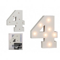 $ NUMERO 4 MADERA ILUMINADA 7LED 16CM