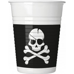   8 VASOS CALAVERA PIRATA 200ML