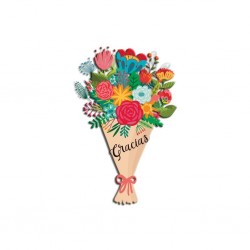 TARJETON RAMO FLORES GRACIAS  