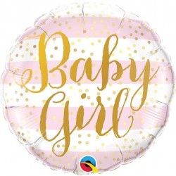 GLOBO 9" PALO FOIL BABY GIRL OROROSA