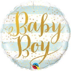GLOBO 9" PALO FOIL BABY BOY OROCELESTE