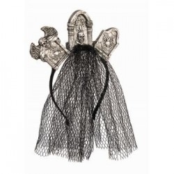 DIADEMA LAPIDAS CON VELO NEGRO