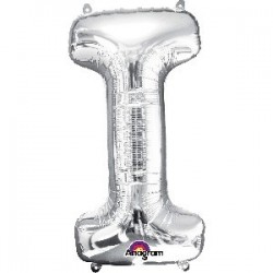 $ GLOBO 16" PALO FOIL LETRA I PLATA