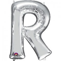 $ GLOBO 16" PALO FOIL LETRA R PLATA