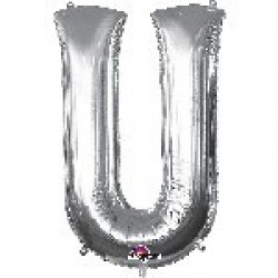 $ GLOBO 16" PALO FOIL LETRA U PLATA