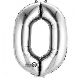 $ GLOBO 16" PALO FOIL NUMERO 0 PLATA