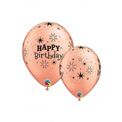 6 GLOBOS 11" LATEX HAPPY BIRTHDAY ROSA