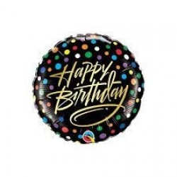 GLOBO 9" PALO FOIL HAPPY BIRTHDAY TOPOS