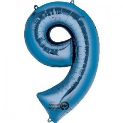 $   GLOBO 34" FOIL FORMA N9 AZUL