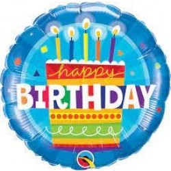 GLOBO 9" FOIL PALO HDAY TARTA AZUL
