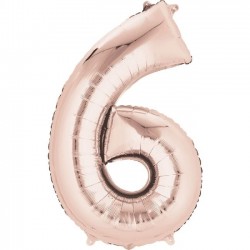 $  GLOBO 34" FOIL FORMA N6 ROSA ORO