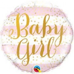 GLOBO 18" FOIL BABY GIRL RAYAS ROSAS