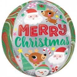 GLOBO 16" FOIL RND ORBZ ADORABLE NAVIDAD