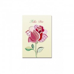TARJETA FELIZ DIA CON FLOR ROSA  