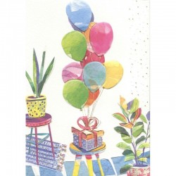TARJETA REGALOS CON GLOBOS  