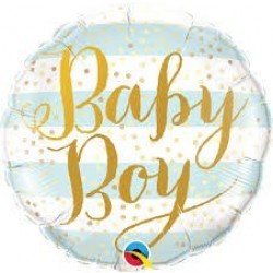 GLOBO 18" FOIL BABY BOY RAYAS AZUL