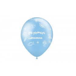 8 GLOBOS 11" 112M89 CELESTE COMUNION