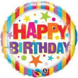 GLOBO 9" PALO FOIL HAPPY BIRTHDAY COLORE
